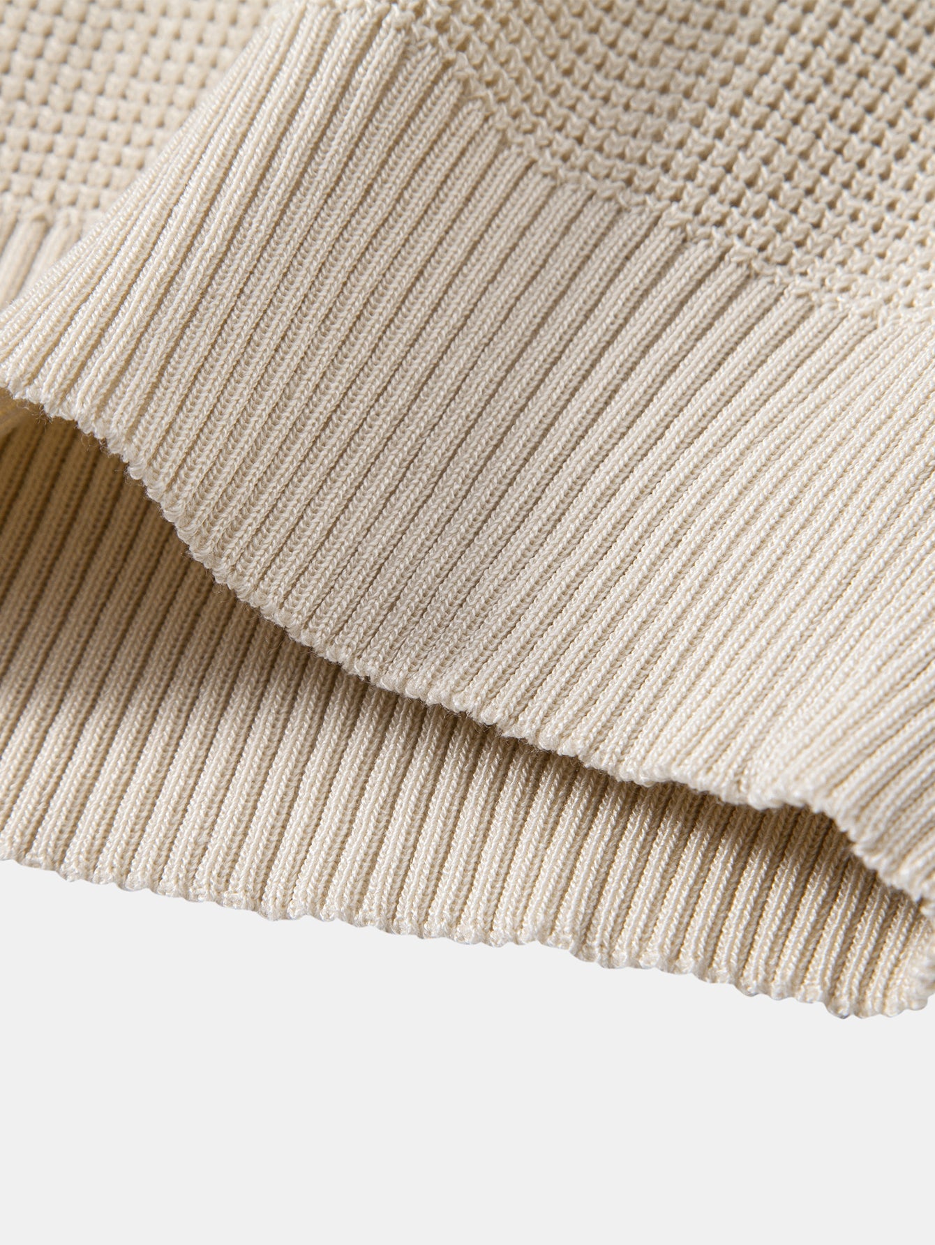 Waffle Structure Knitted Henley Shirt