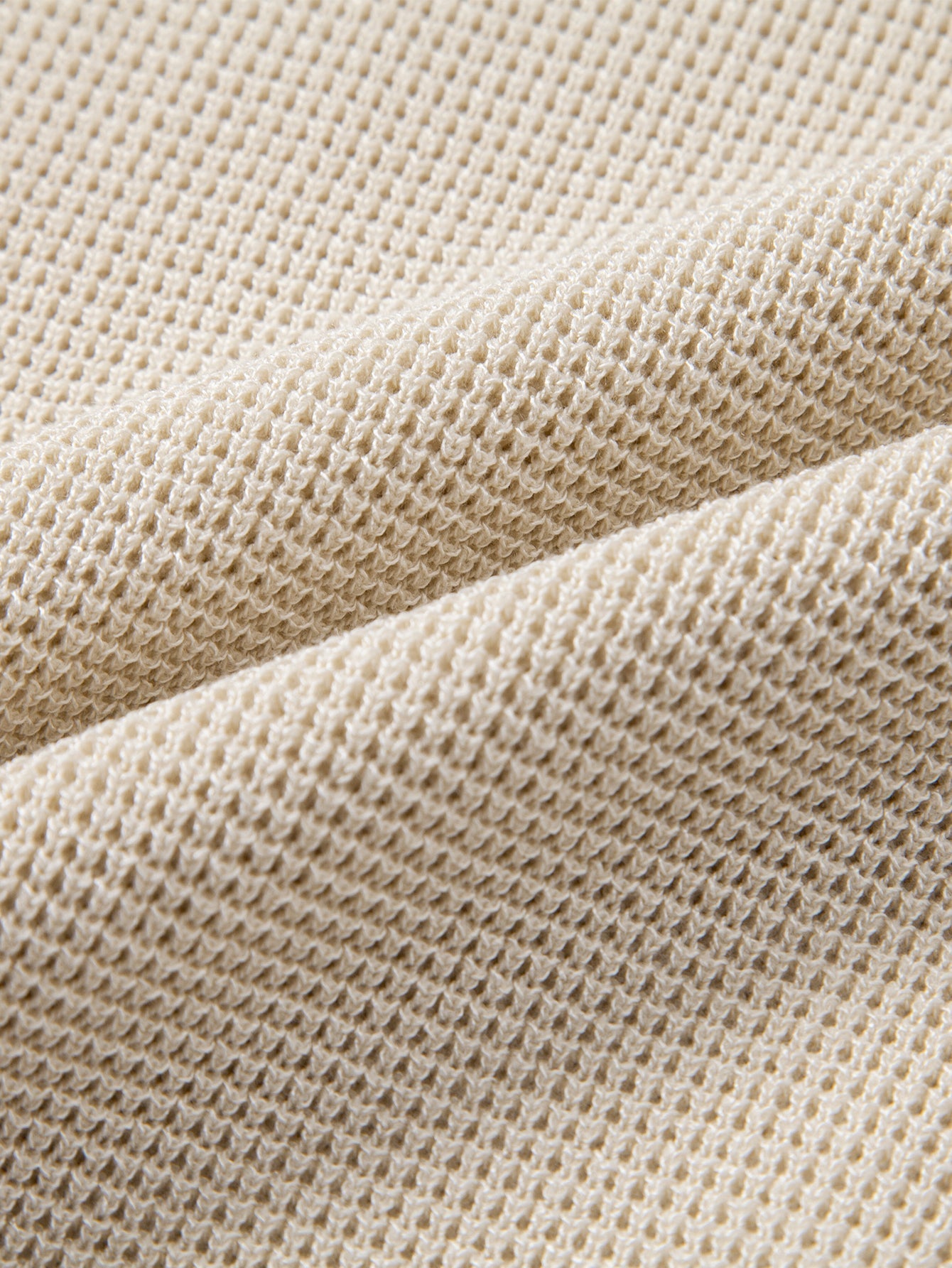 Waffle Structure Knitted Henley Shirt