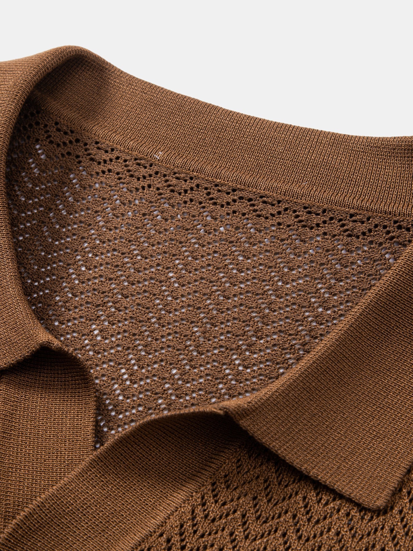 Structured Knitted V-Neck Polo Shirt