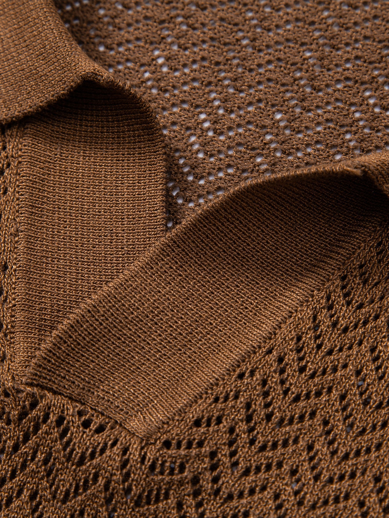 Structured Knitted V-Neck Polo Shirt