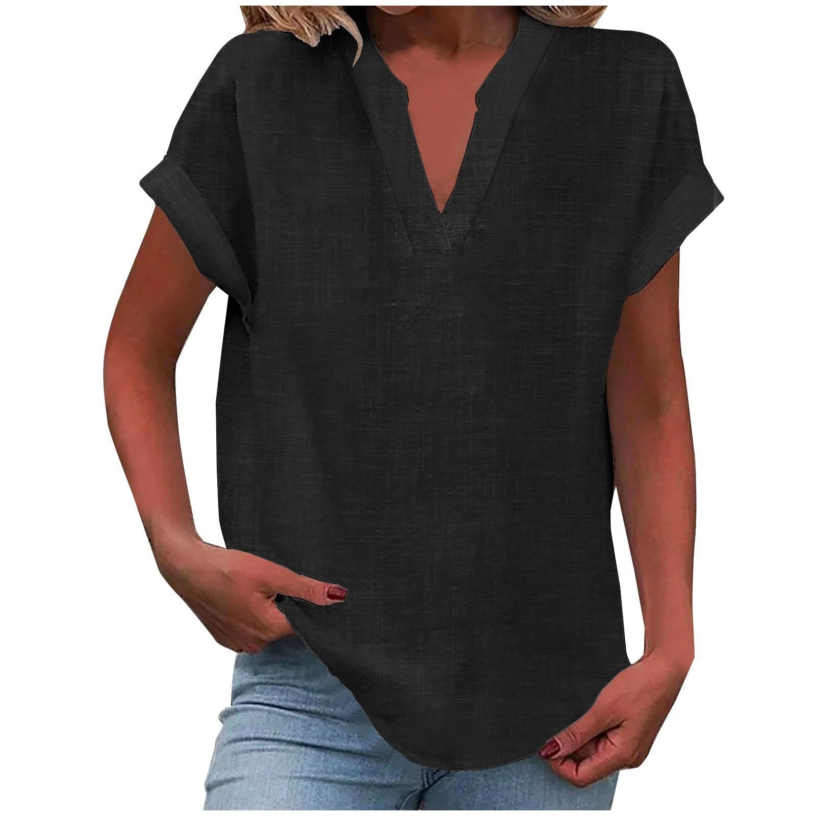 Eden™ - RELAXED V-NECK BLOUSE WITH EFFORTLESS STYLE