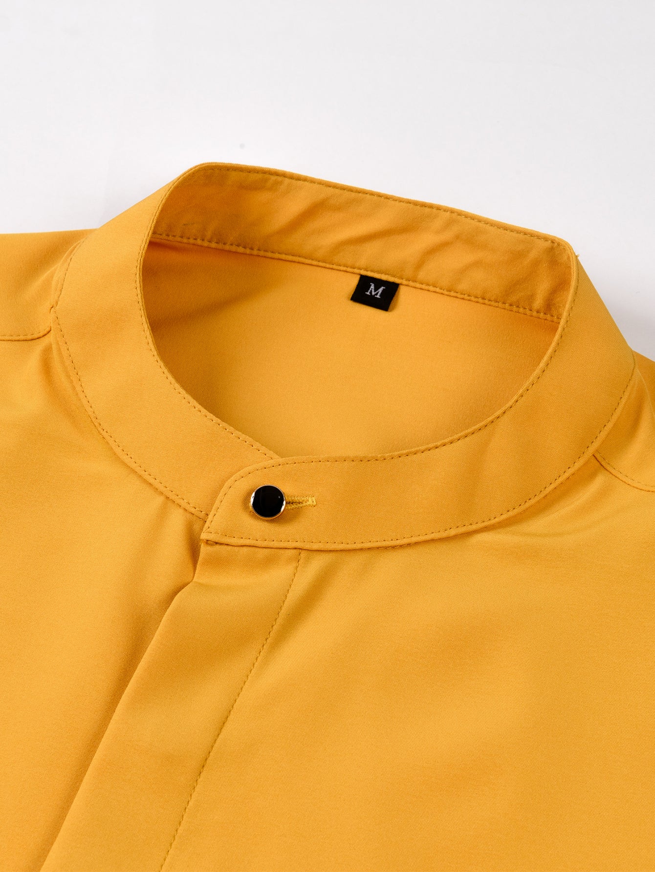 Wrinkle-Free Covered Button Placket Stand Collar Shirt