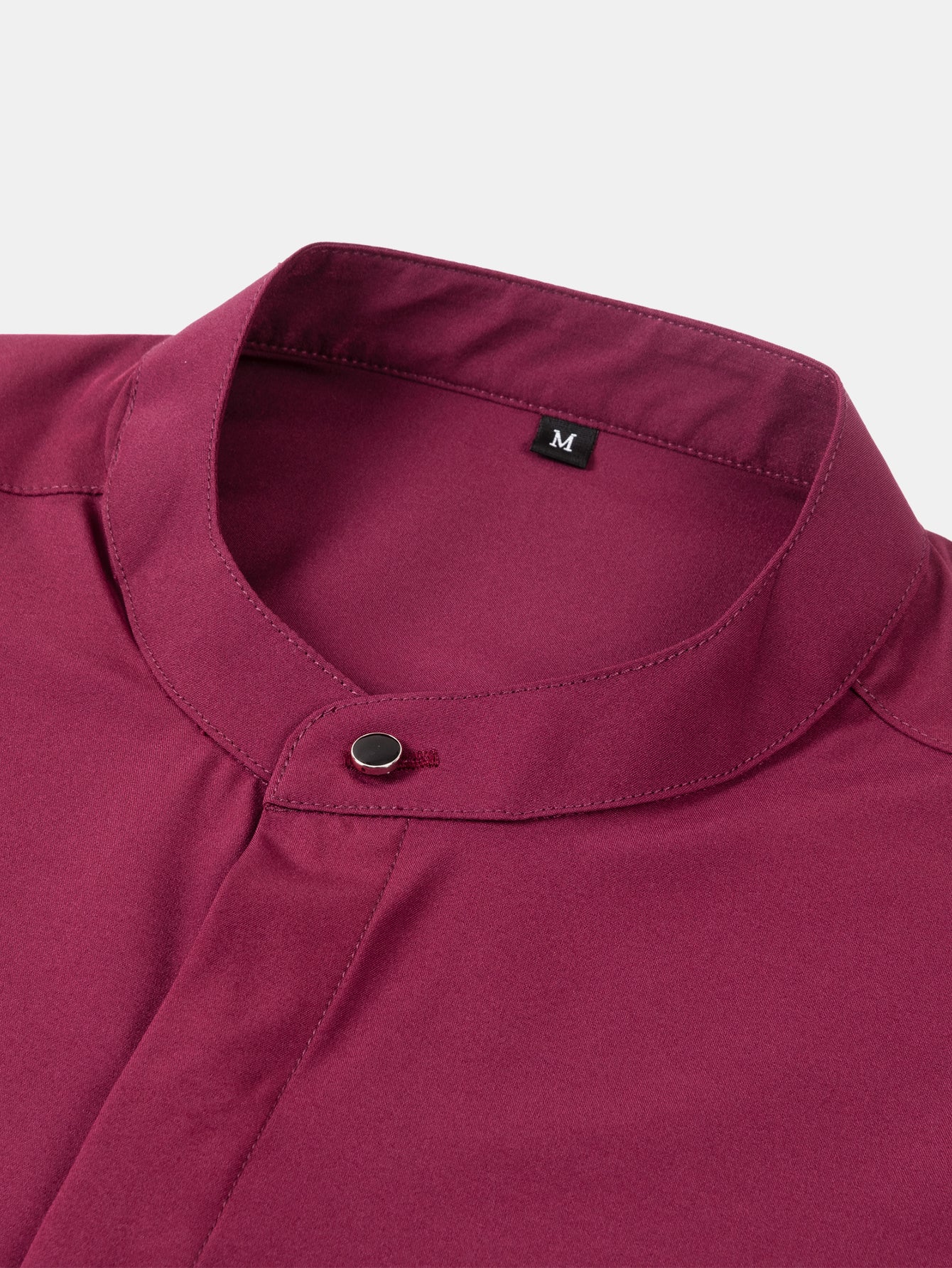 Wrinkle-Free Covered Button Placket Stand Collar Shirt