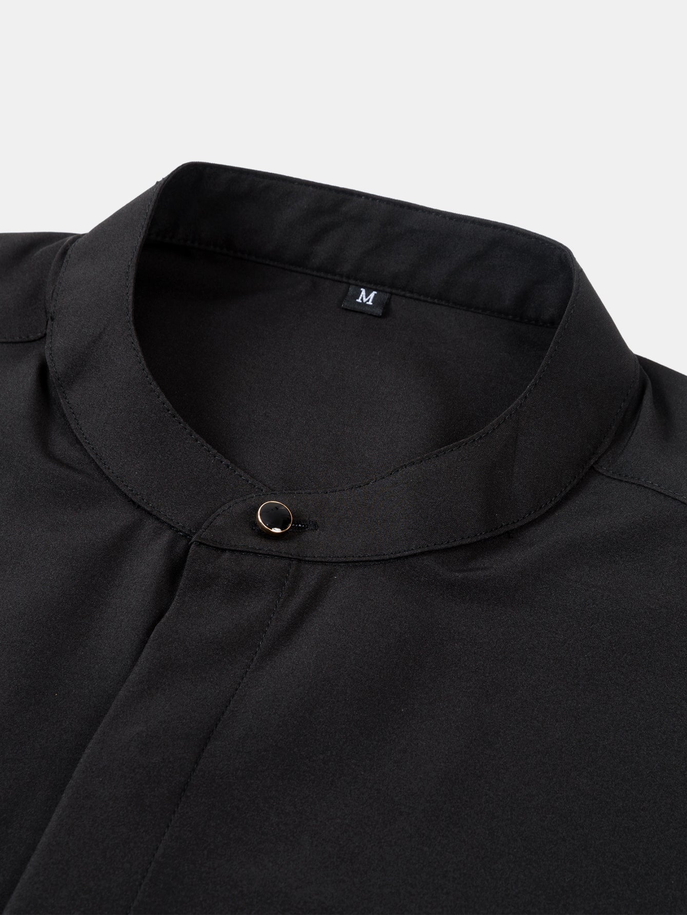 Wrinkle-Free Covered Button Placket Stand Collar Shirt