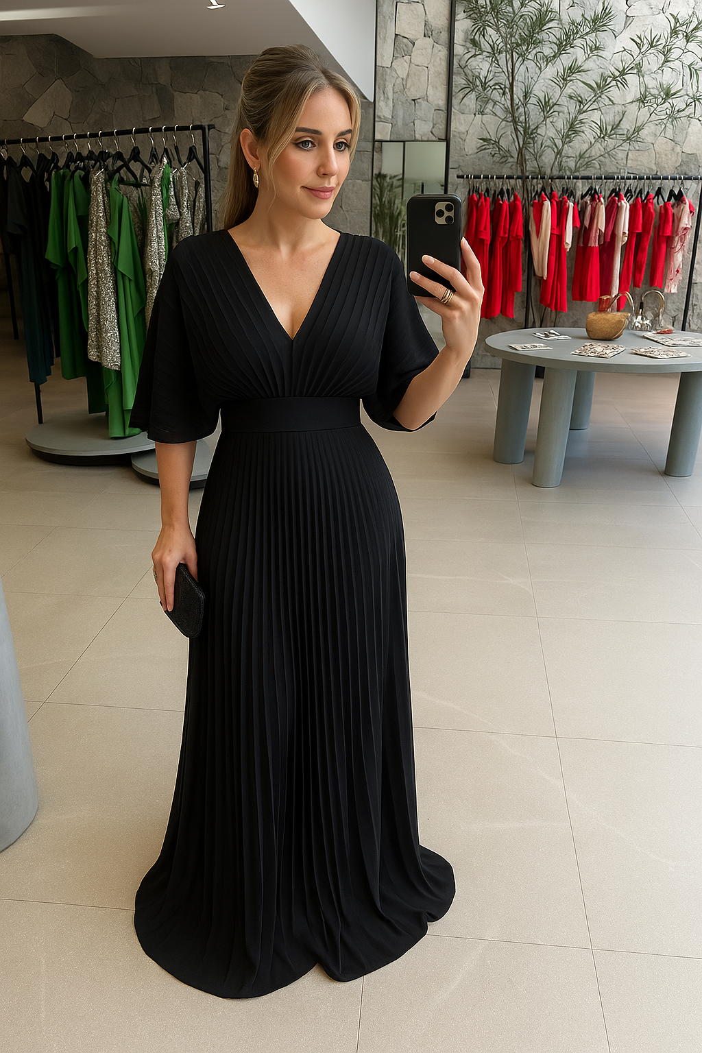 Lila™ - ELEGANT MIDI DRESS WITH V-NECK DESIGN