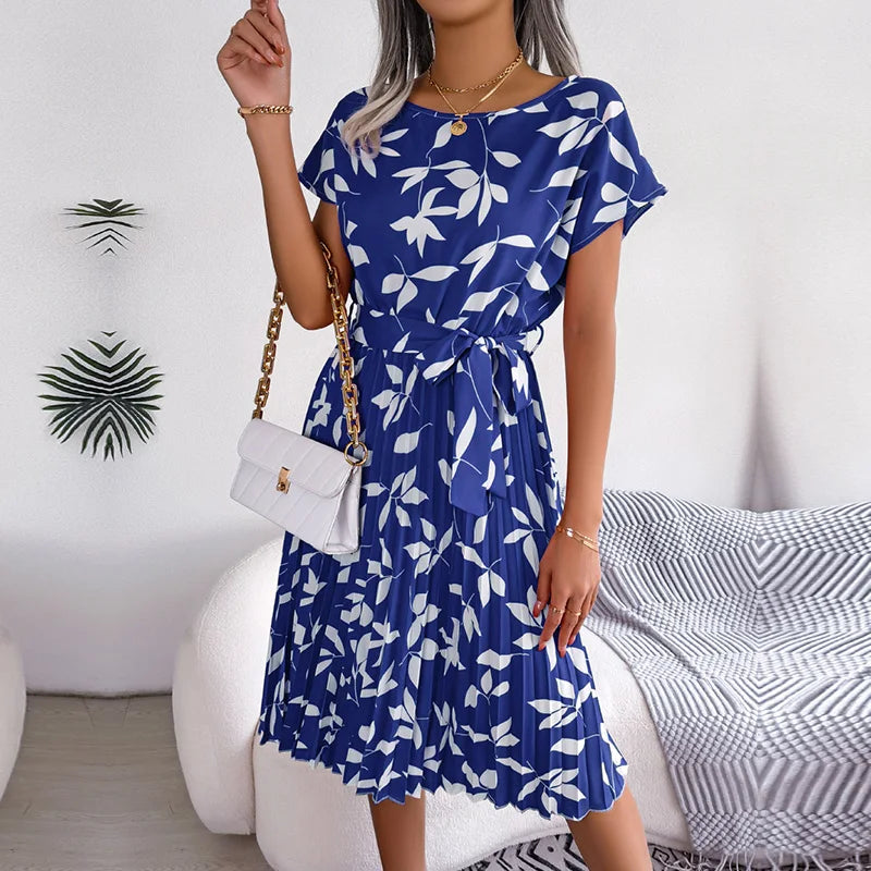 ELISE™ - CHIC FLORAL PLEATED A-LINE DRESS