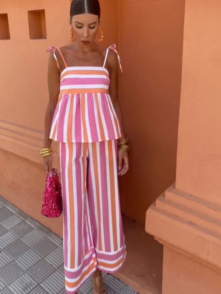 Hanne - Printed Pants Set Summer Outfit