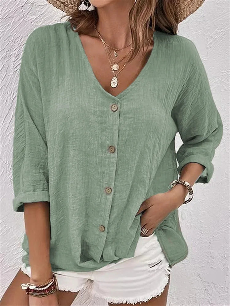 Fleur™ – SUMMER BLOUSE WITH BUTTON DETAIL