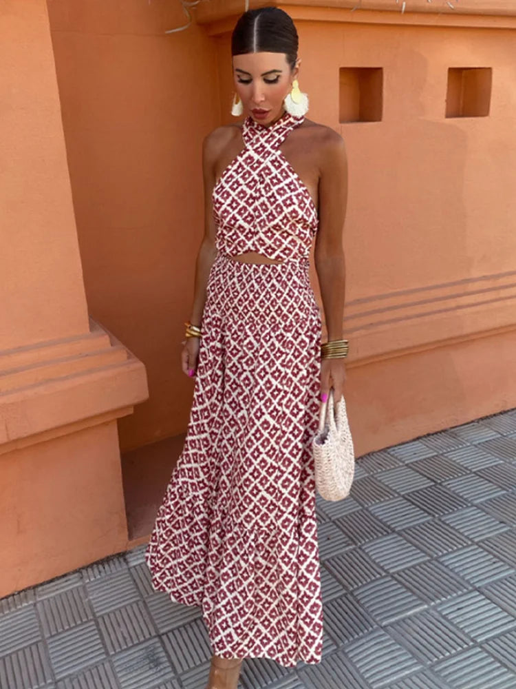 Mickay - Elegant ruffled midi dress with off-shoulder design