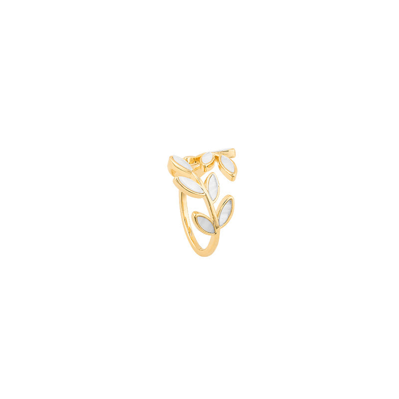 Hattie™ - ADJUSTABLE RING WITH LEAF DESIGN AND WHITE OPAL ACCENT