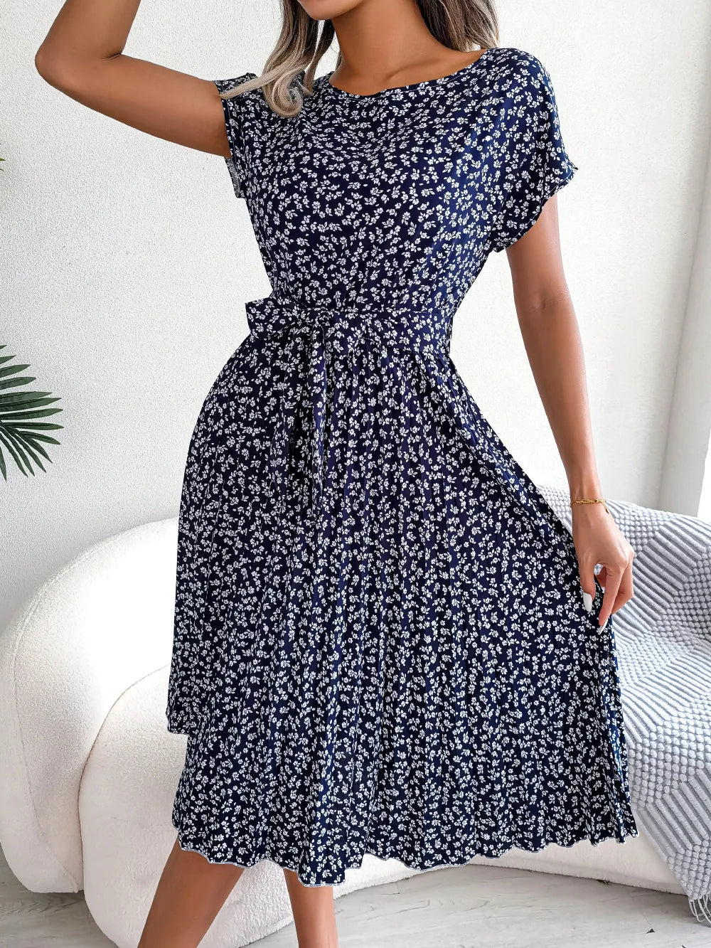 ELISE™ - CHIC FLORAL PLEATED A-LINE DRESS