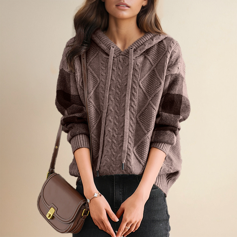 Tamsin™ - HOODED SWEATER WITH ELEGANT JACQUARD DESIGN