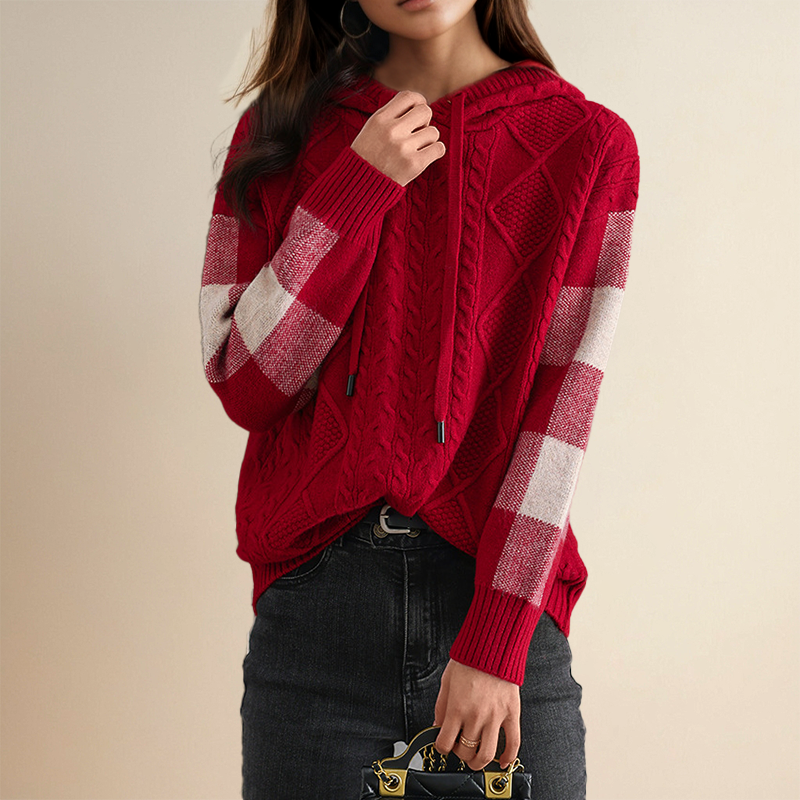 Tamsin™ - HOODED SWEATER WITH ELEGANT JACQUARD DESIGN