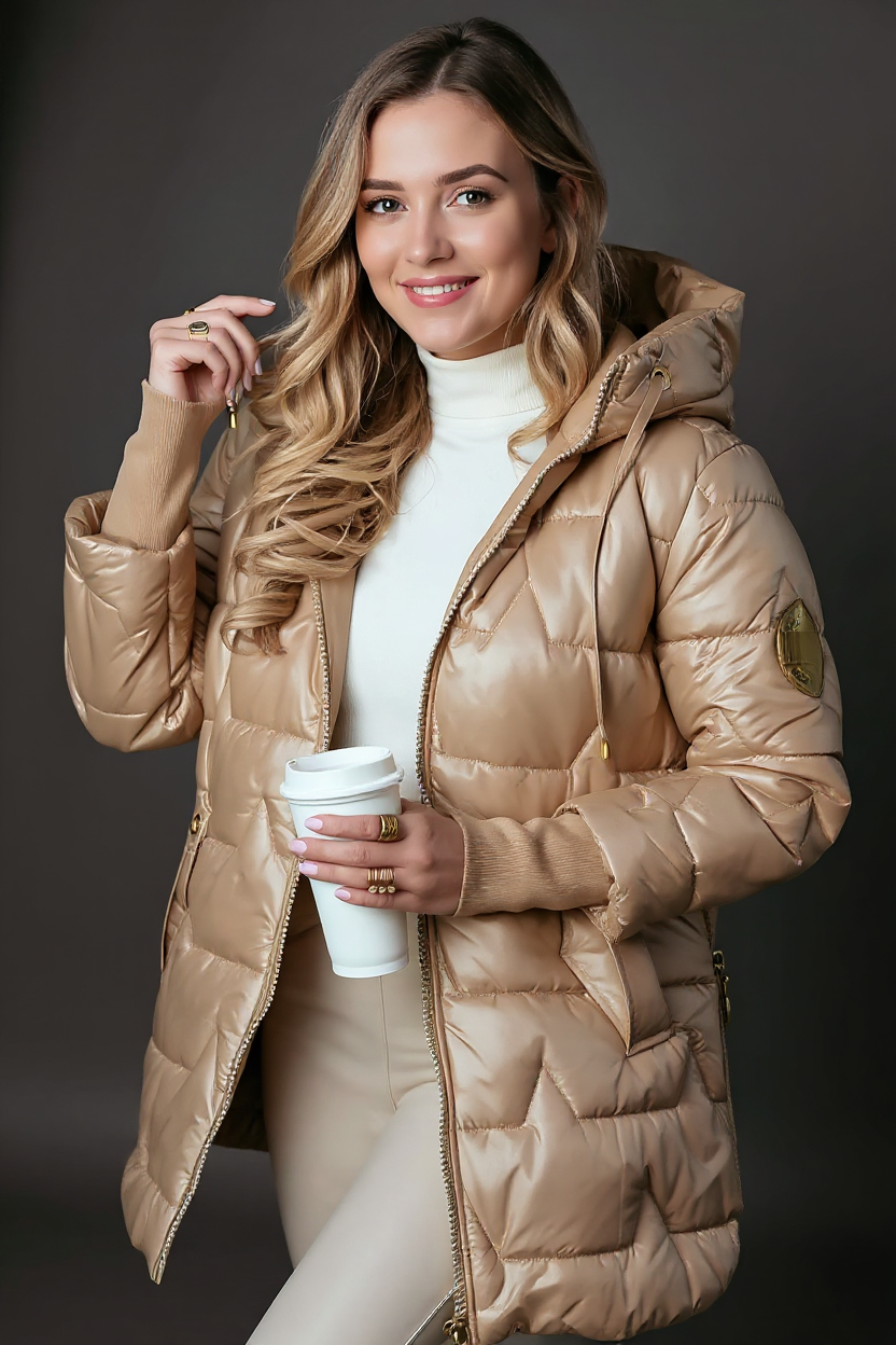 Nolwen - Elegant Winter Coat with Hood and Padding