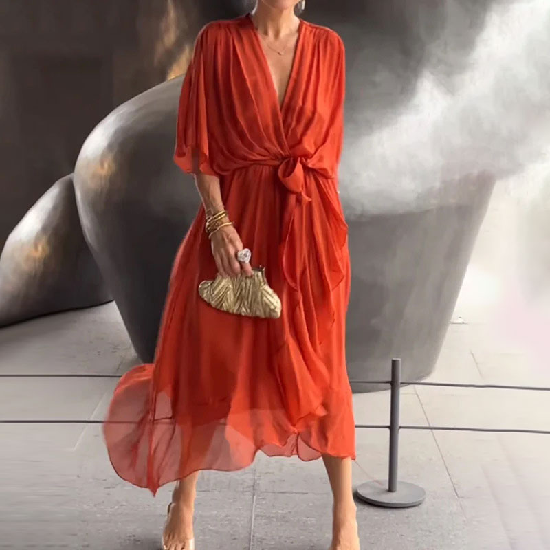 ALINTA™ - V-NECK MIDI DRESS